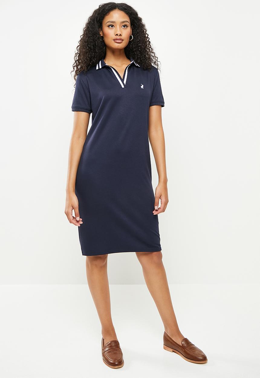 POLO - Madison short sleeve johnny collar golfer dress - navy