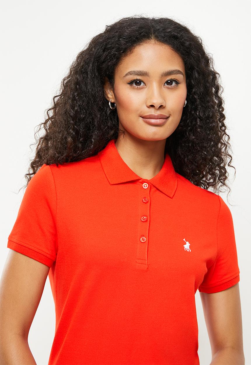 POLO - Kathy short sleeve stretch golfer dress - fire