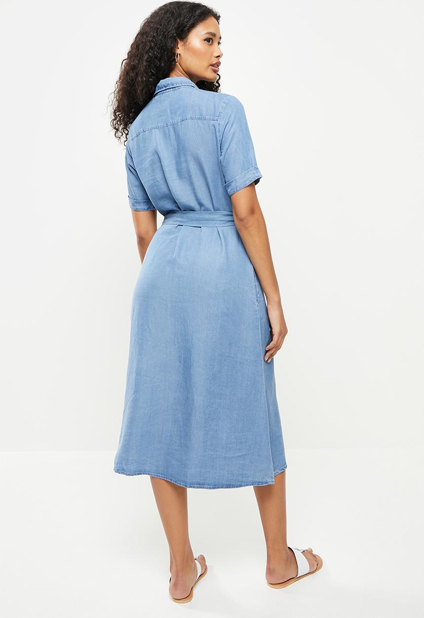 POLO - Denmark short sleeve button through dress - chambray
