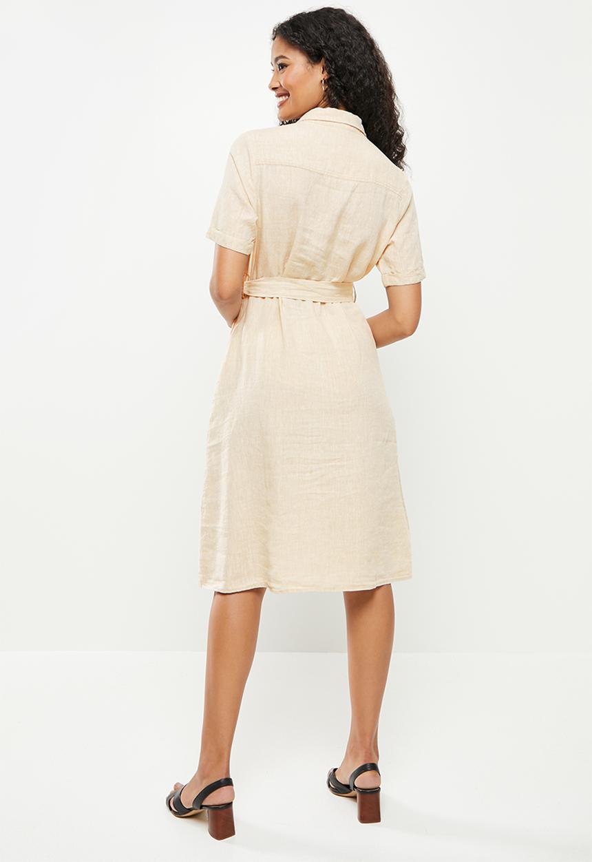 POLO - Blakely short sleeve button through dress - stone