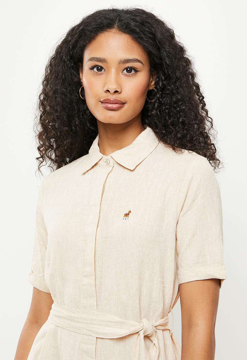 POLO - Blakely short sleeve button through dress - stone