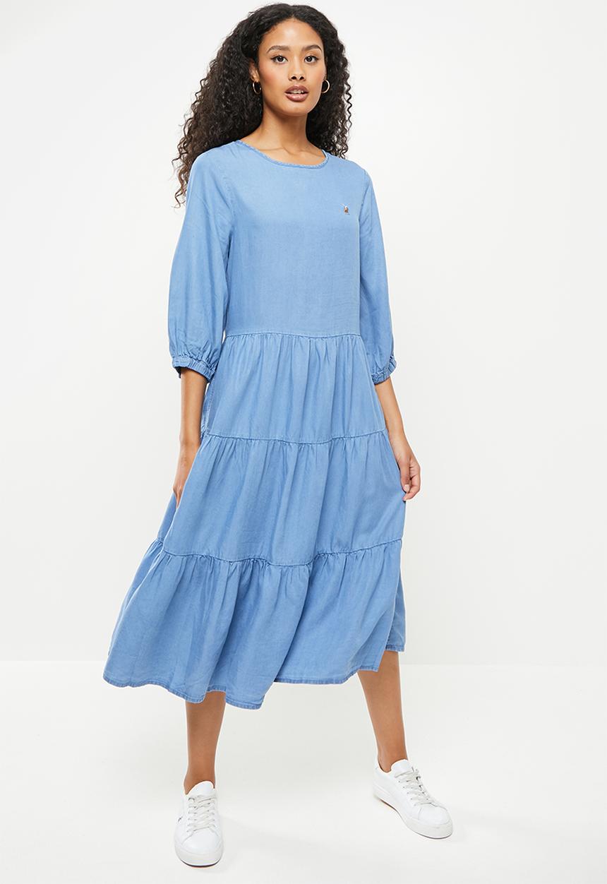 POLO - Danica mid-sleeve tiered dress - cobalt