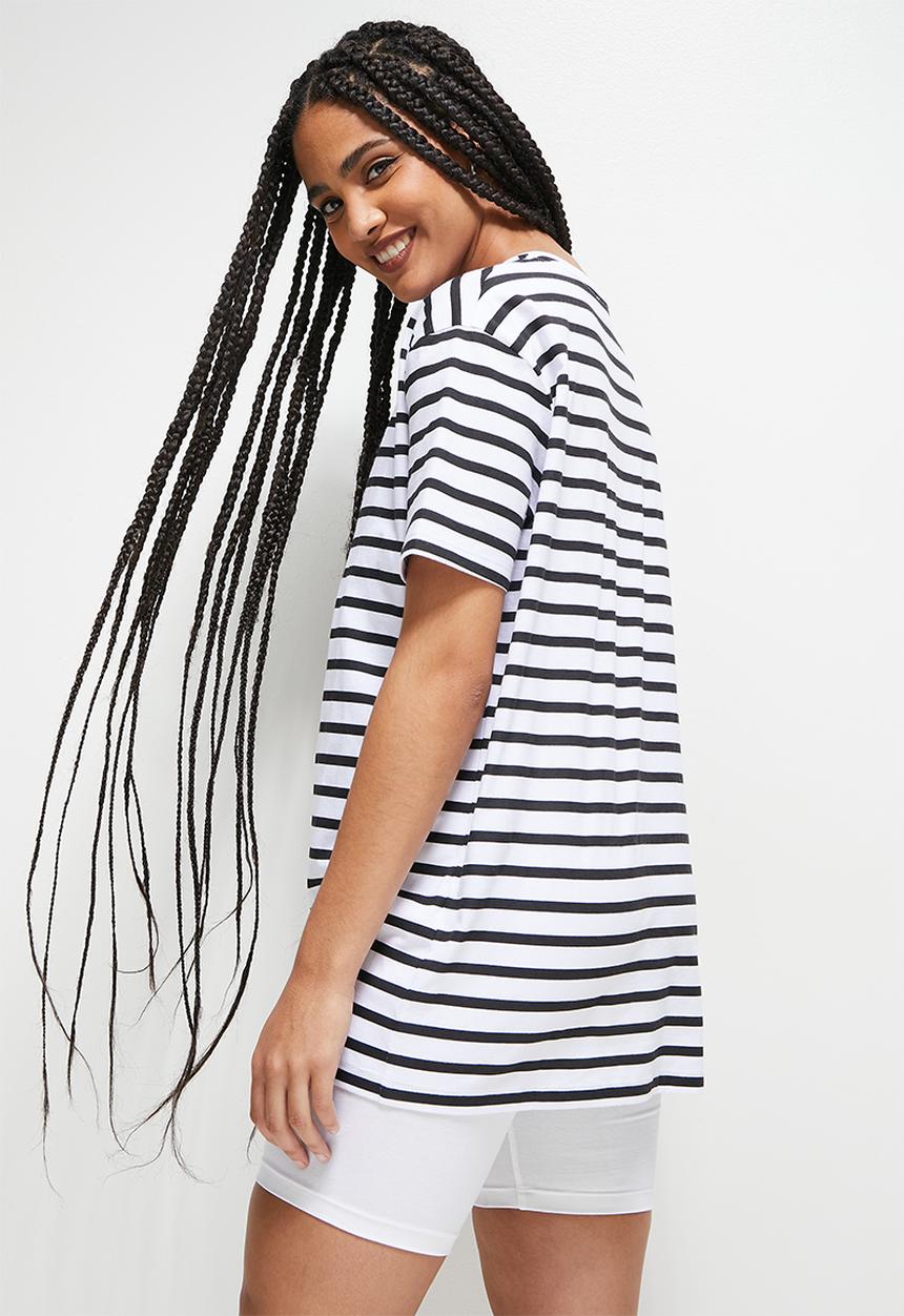 Blake - Oversized striped tee - black & white