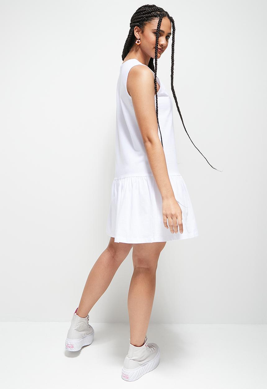 Blake - Sleeveless crop waisted mini dress - white