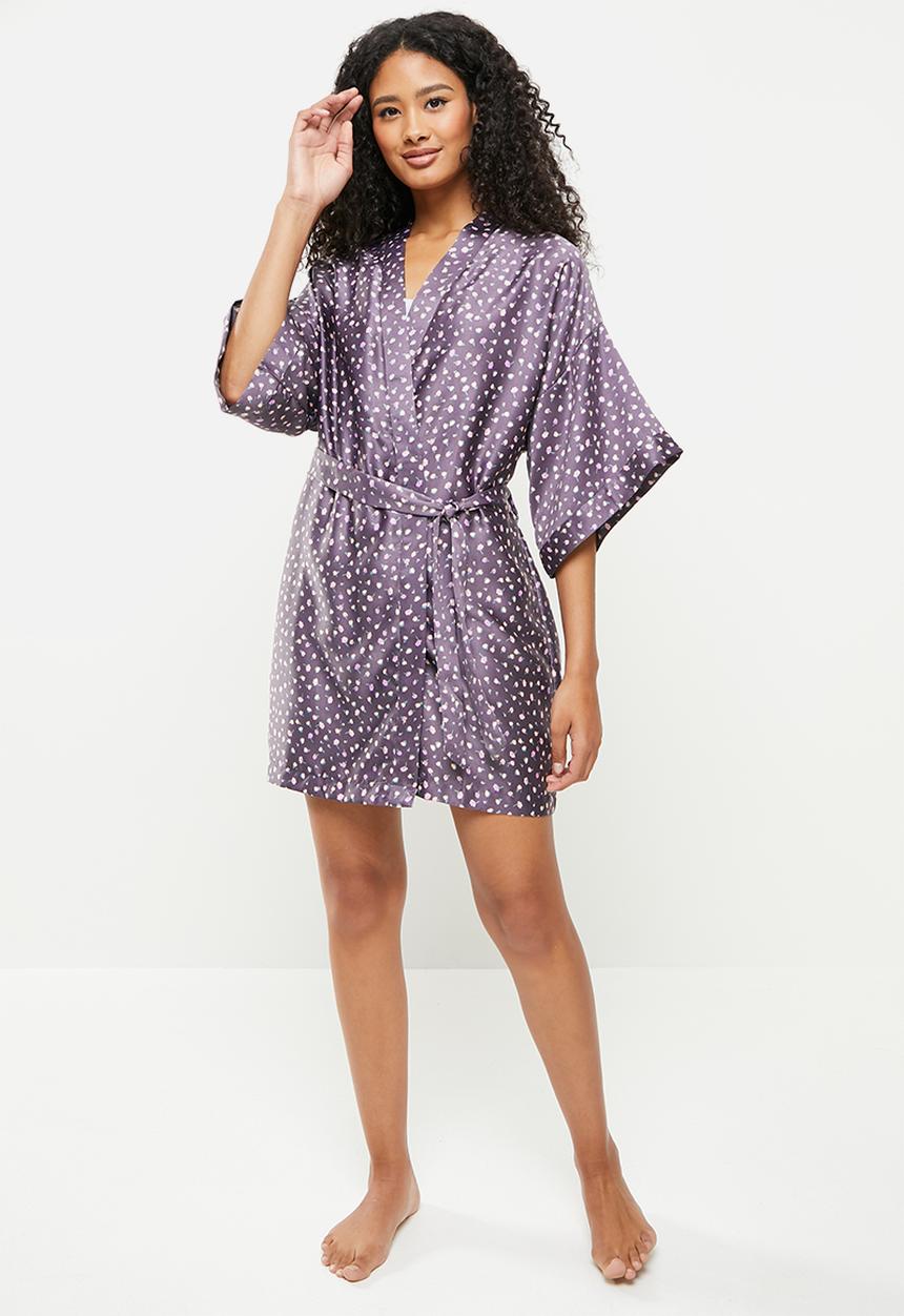 Cotton On - Satin robe - confetti floral
