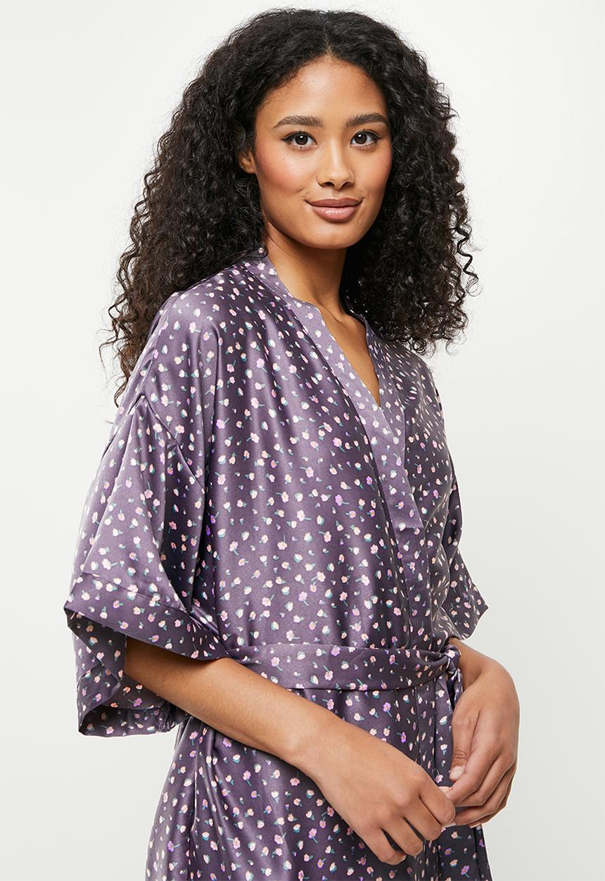 Cotton On - Satin robe - confetti floral