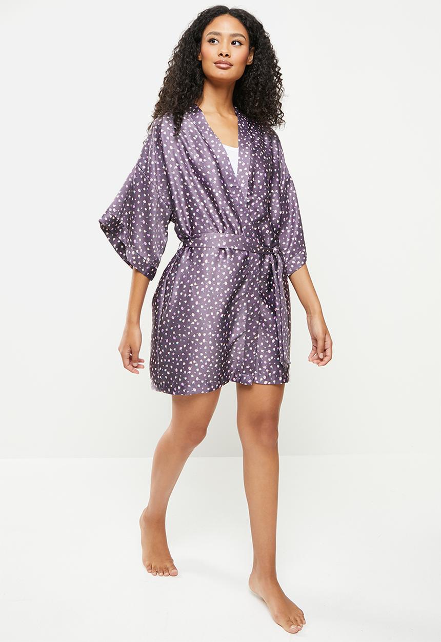 Cotton On - Satin robe - confetti floral