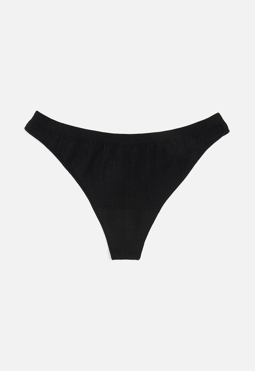 Cotton On - Seamless rib thong brief 3 pack - black
