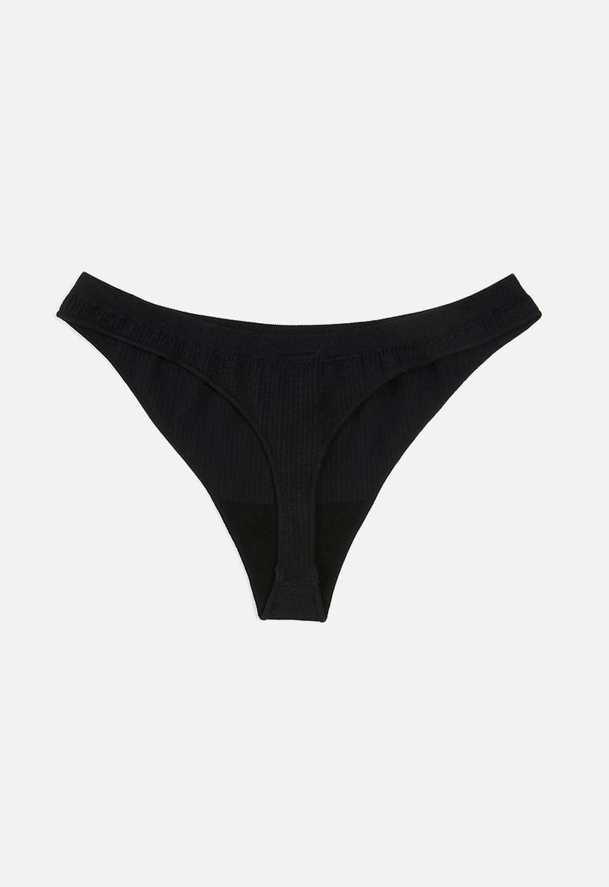 Cotton On - Seamless rib thong brief 3 pack - black