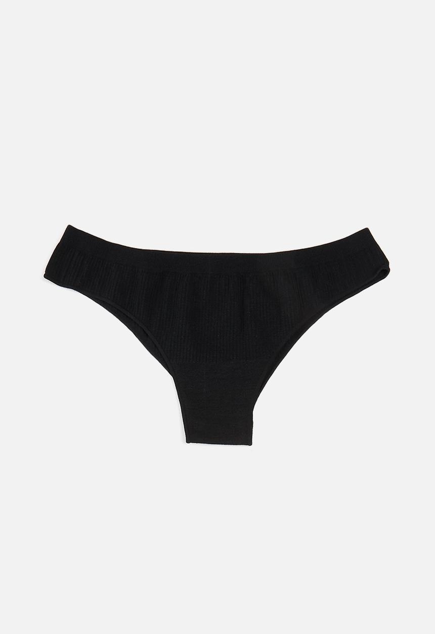 Cotton On - Seamless rib brasiliano brief 3 pack - black
