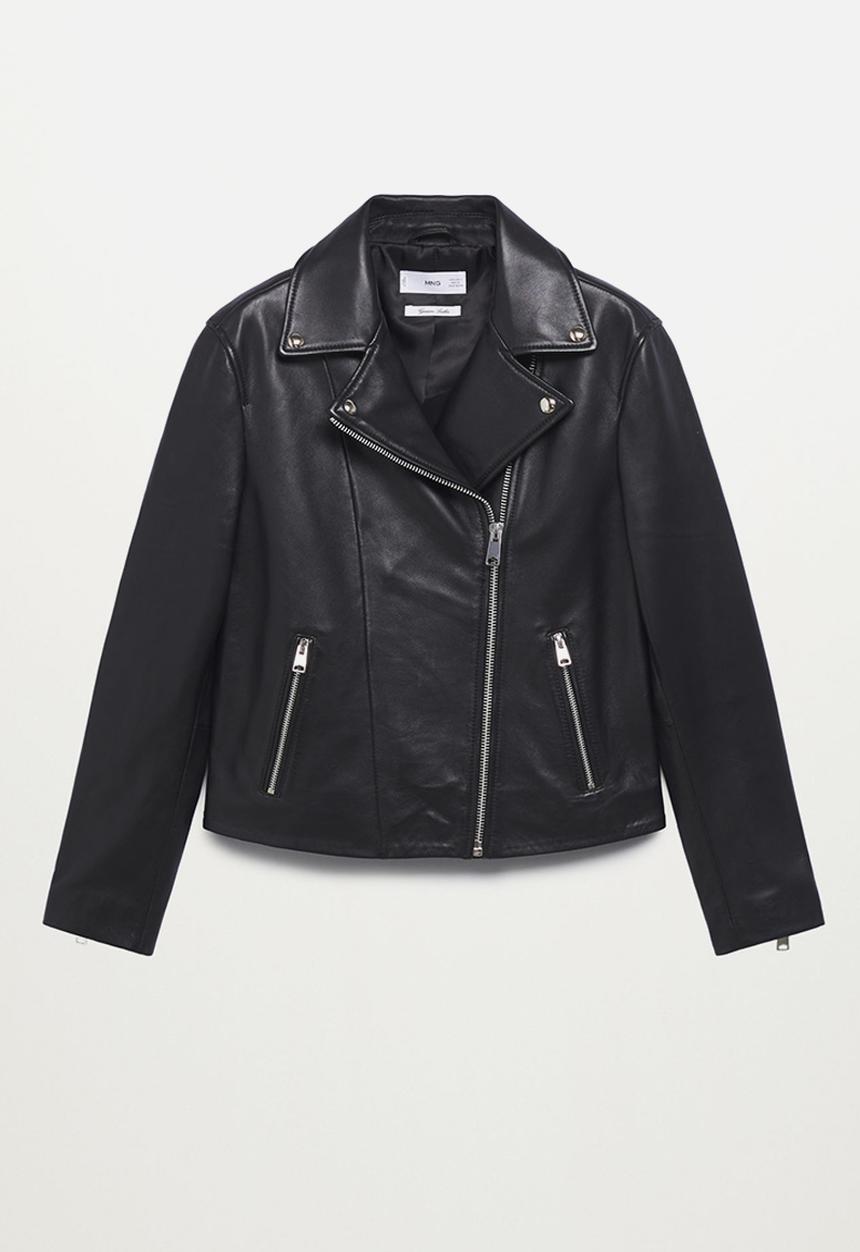 MANGO - Leather Jacket perfect - black