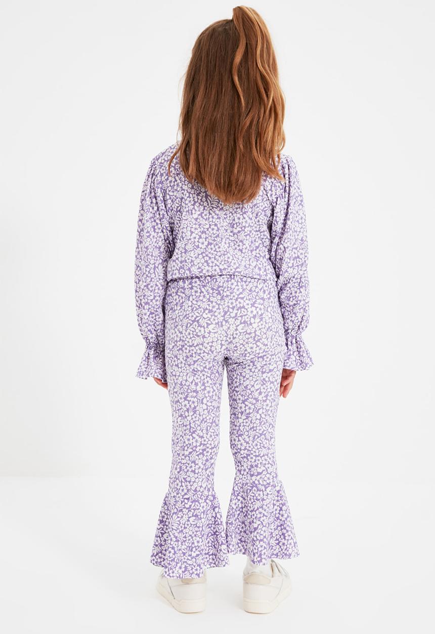 Trendyol - Floral print pants - lilac & white 