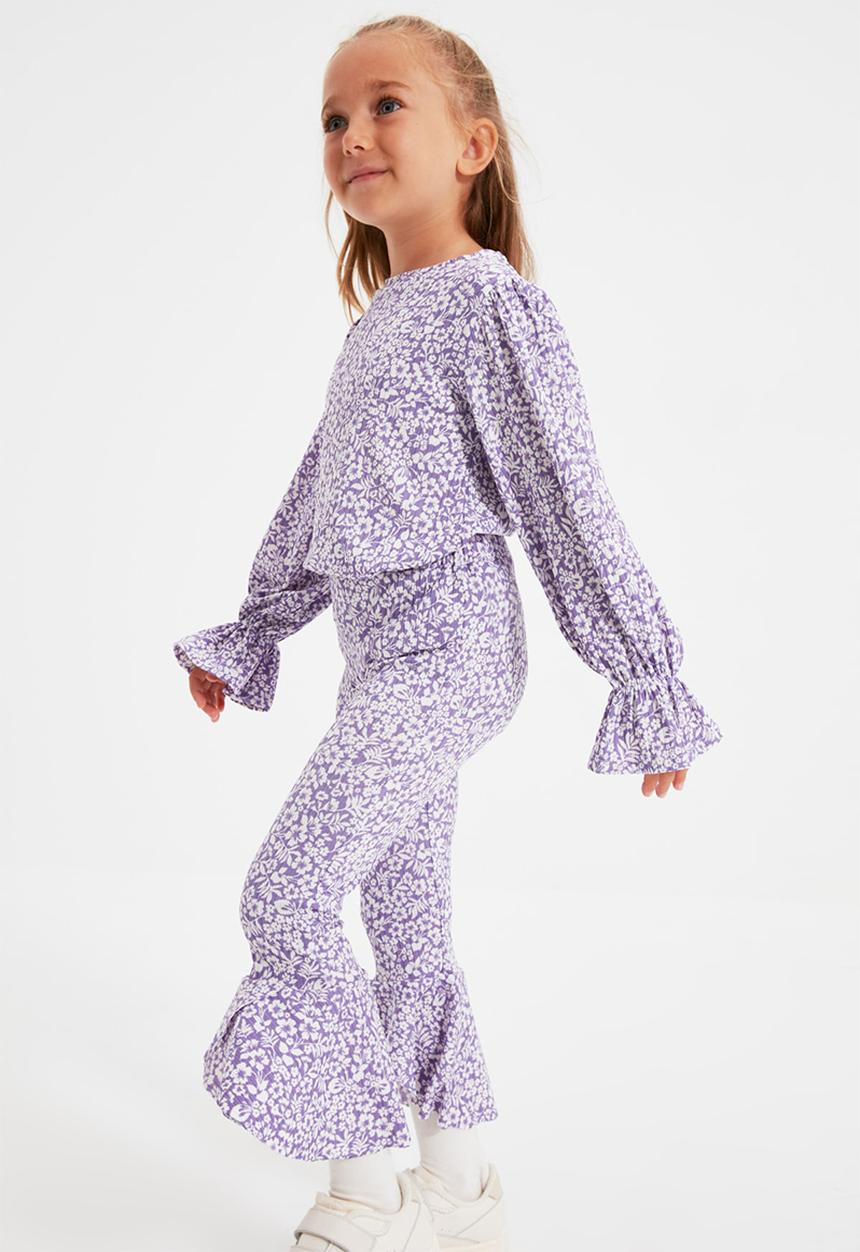 Trendyol - Floral print pants - lilac & white 
