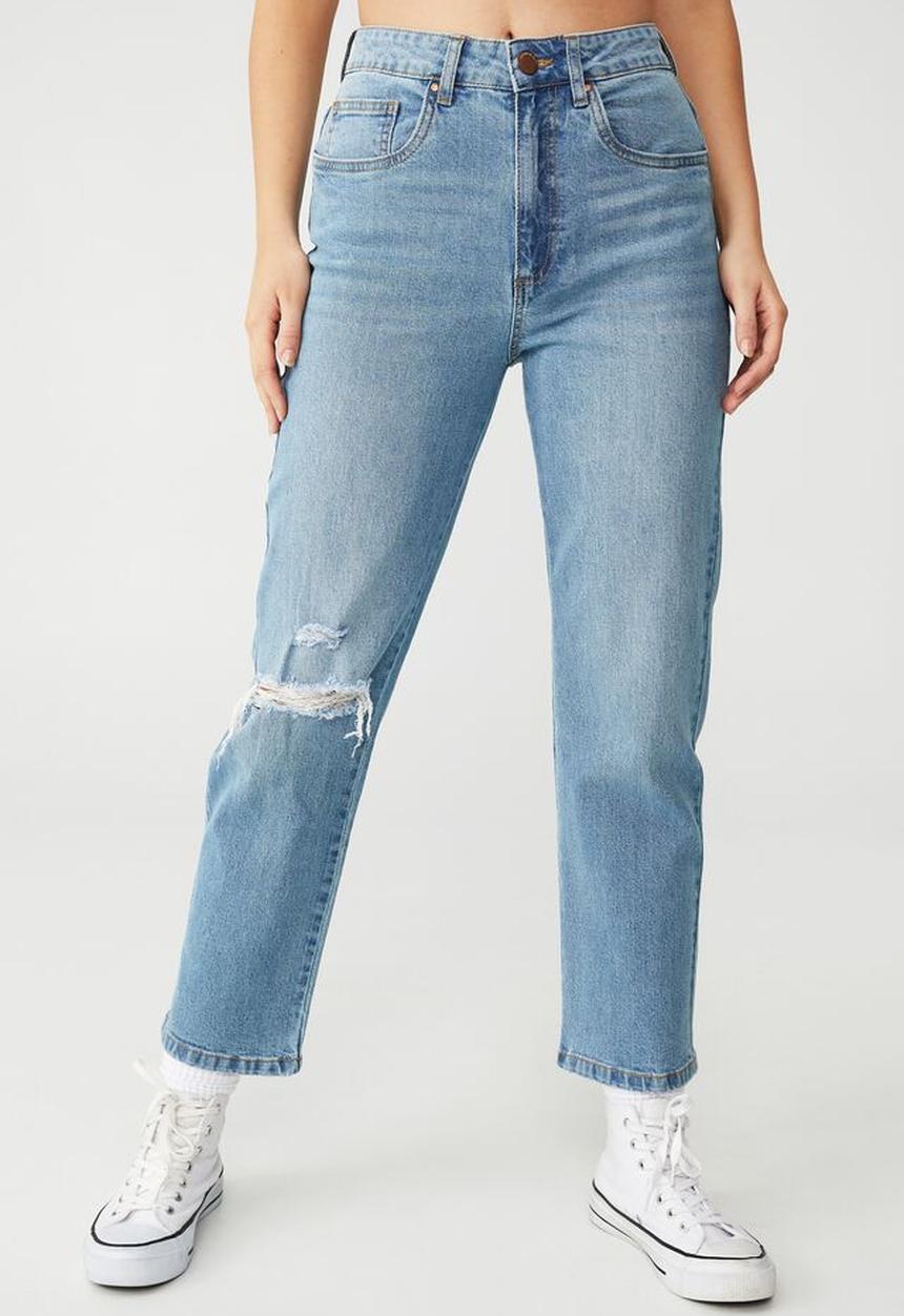 Cotton On - Straight stretch jean - lagoon blue rip