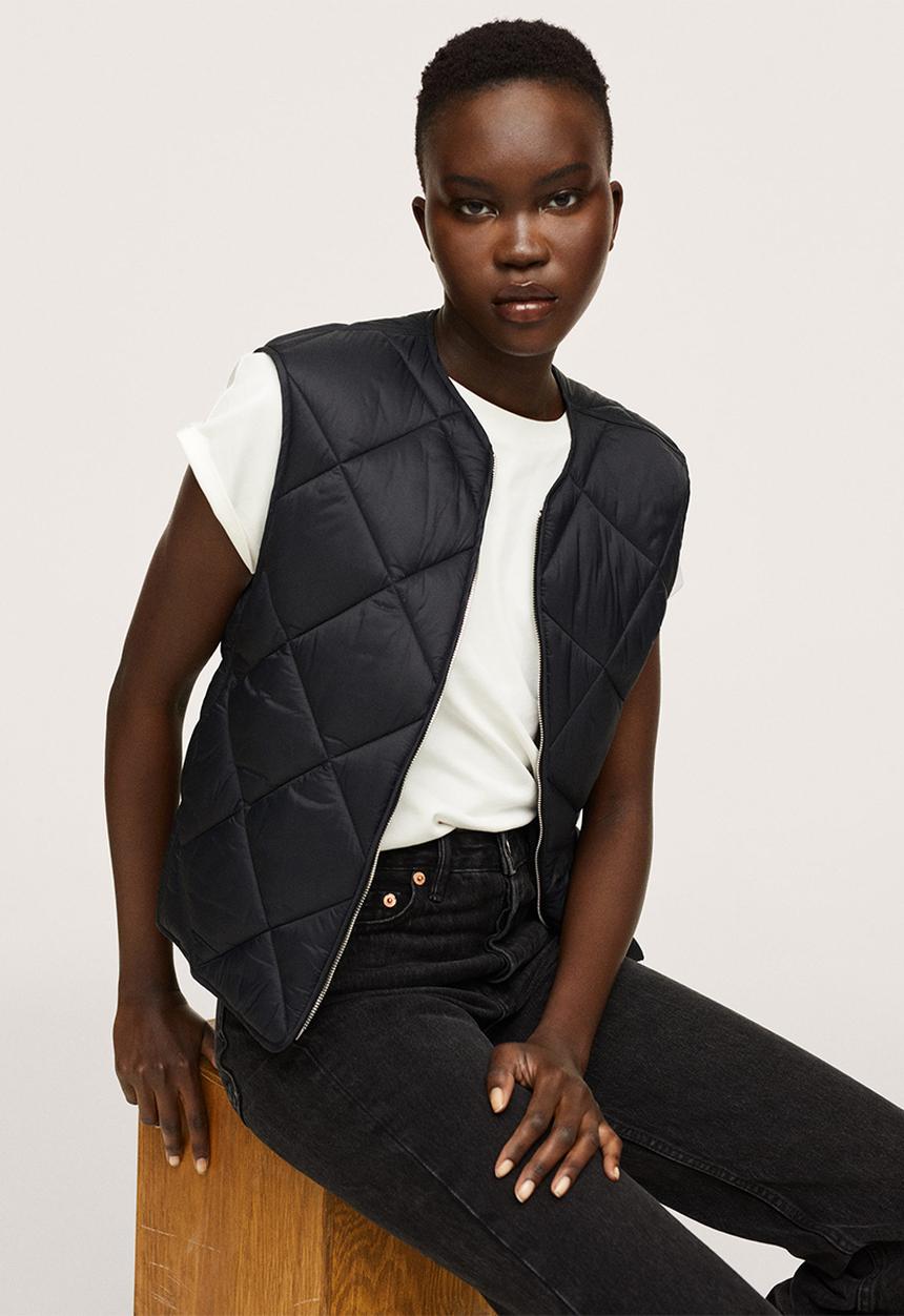 MANGO - Waistcoat bang - black