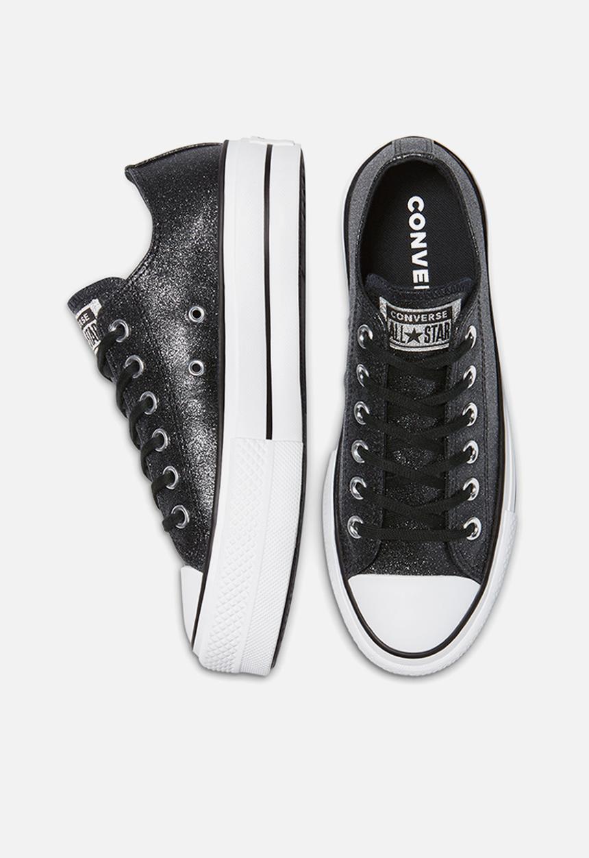 Converse - Chuck taylor all star platform glitter ox - black/black/white - glitter shine
