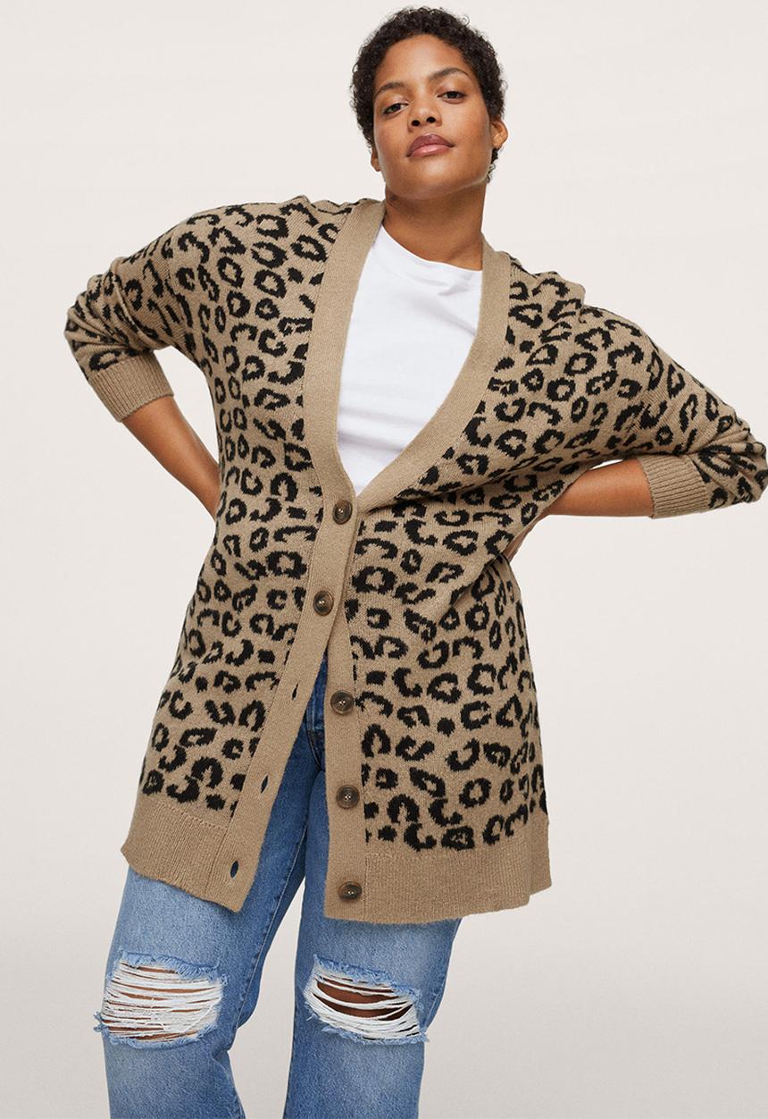 MANGO - Plus cardigan leo - medium brown