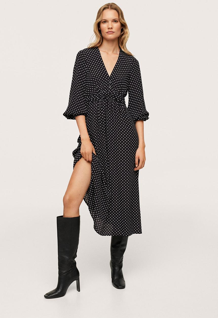 MANGO - Dress rose - black