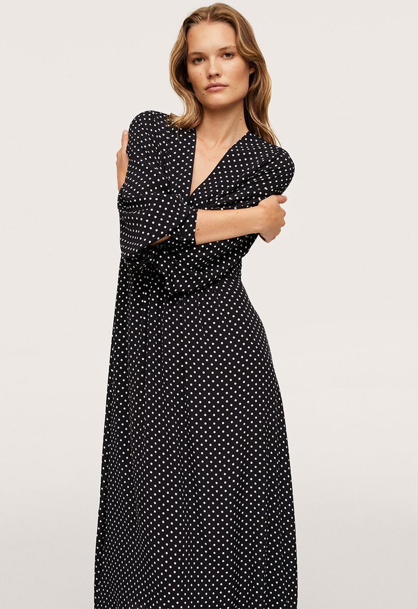 MANGO - Dress rose - black