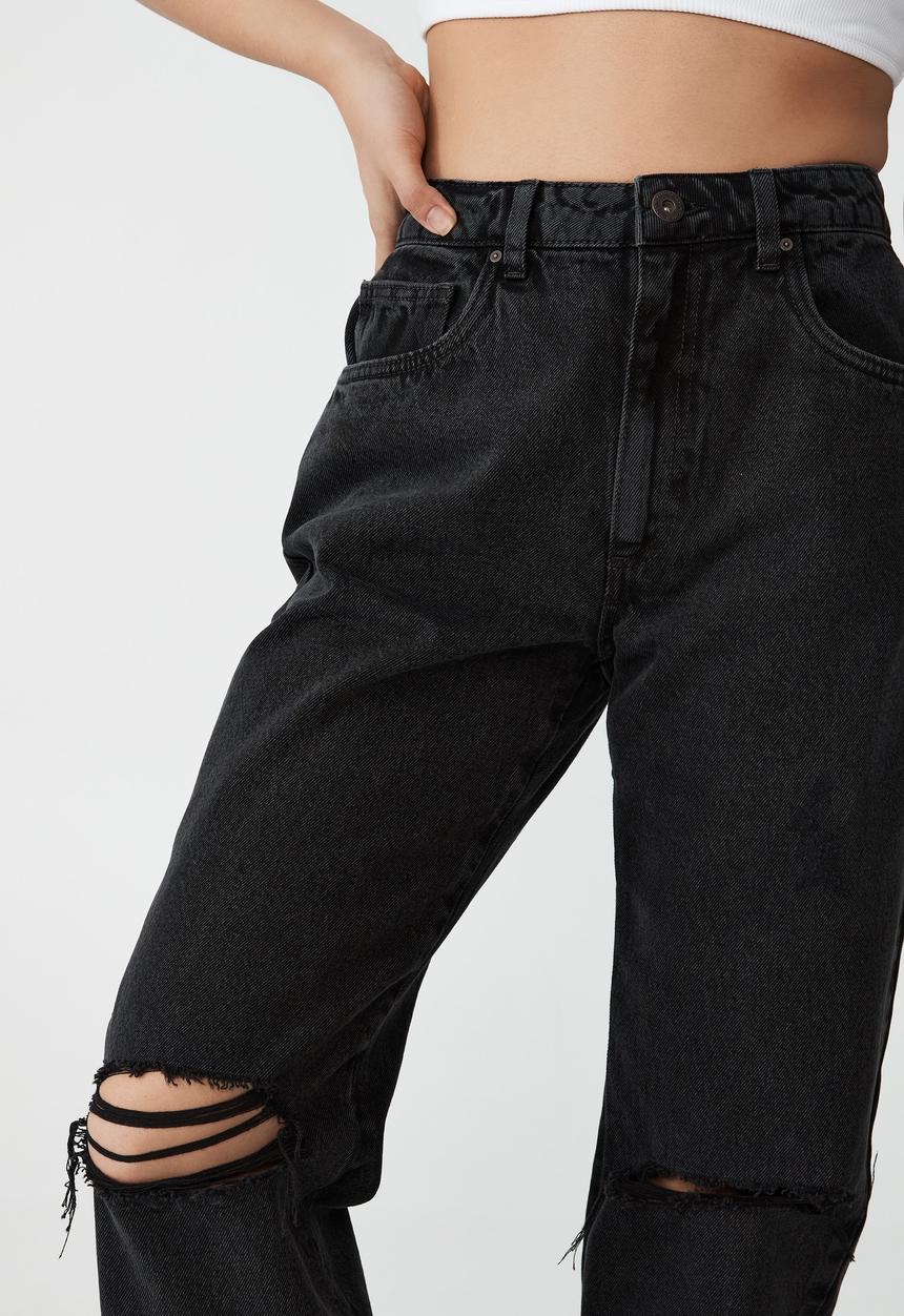 Cotton On - Petite straight jean - graphite black rip