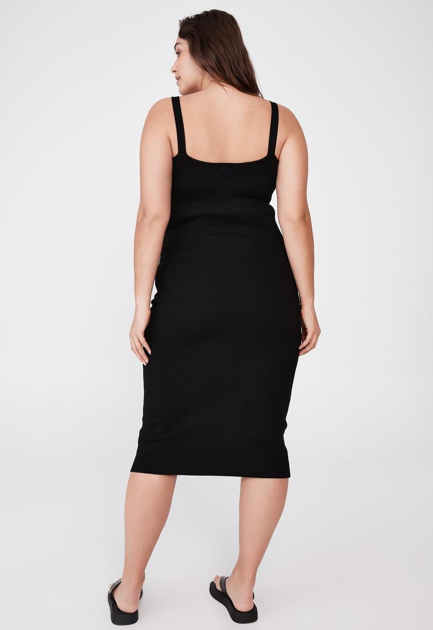 Cotton On - Curve Alyssa knit strappy midi dress - black