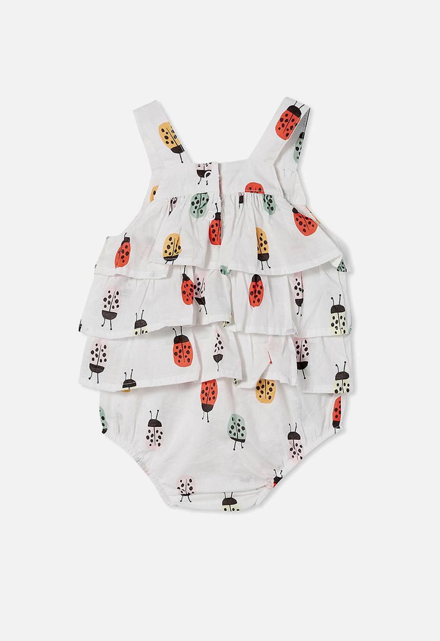 Cotton On - Tilly ruffle bubbysuit - vanilla/multi lily ladybug