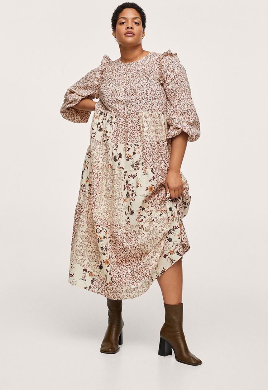 MANGO - Plus dress boho - light beige