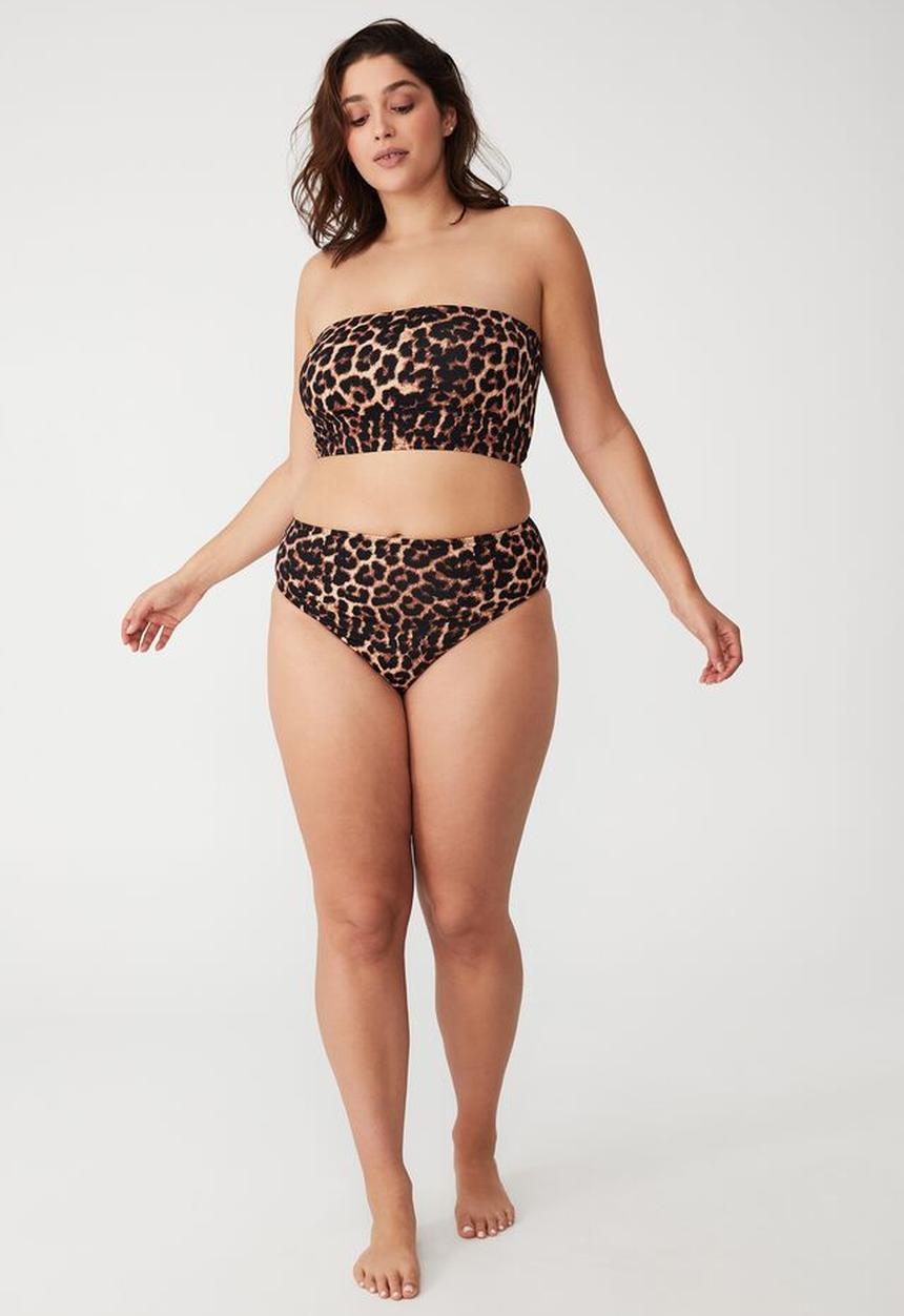 Cotton On - Curve bandeau bikini top - exotic leopard