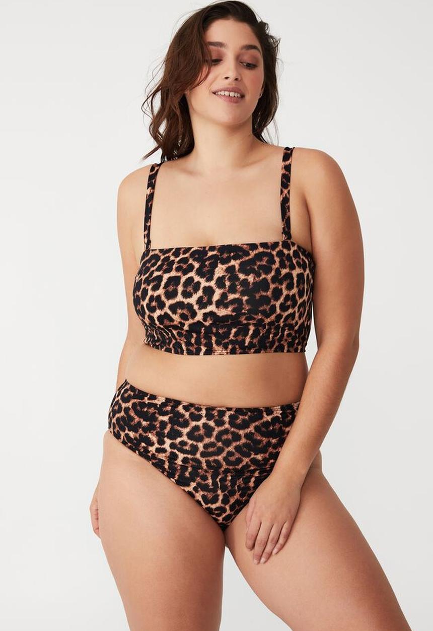 Cotton On - Curve bandeau bikini top - exotic leopard