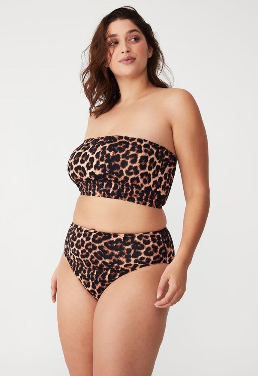 Cotton On - Curve bandeau bikini top - exotic leopard