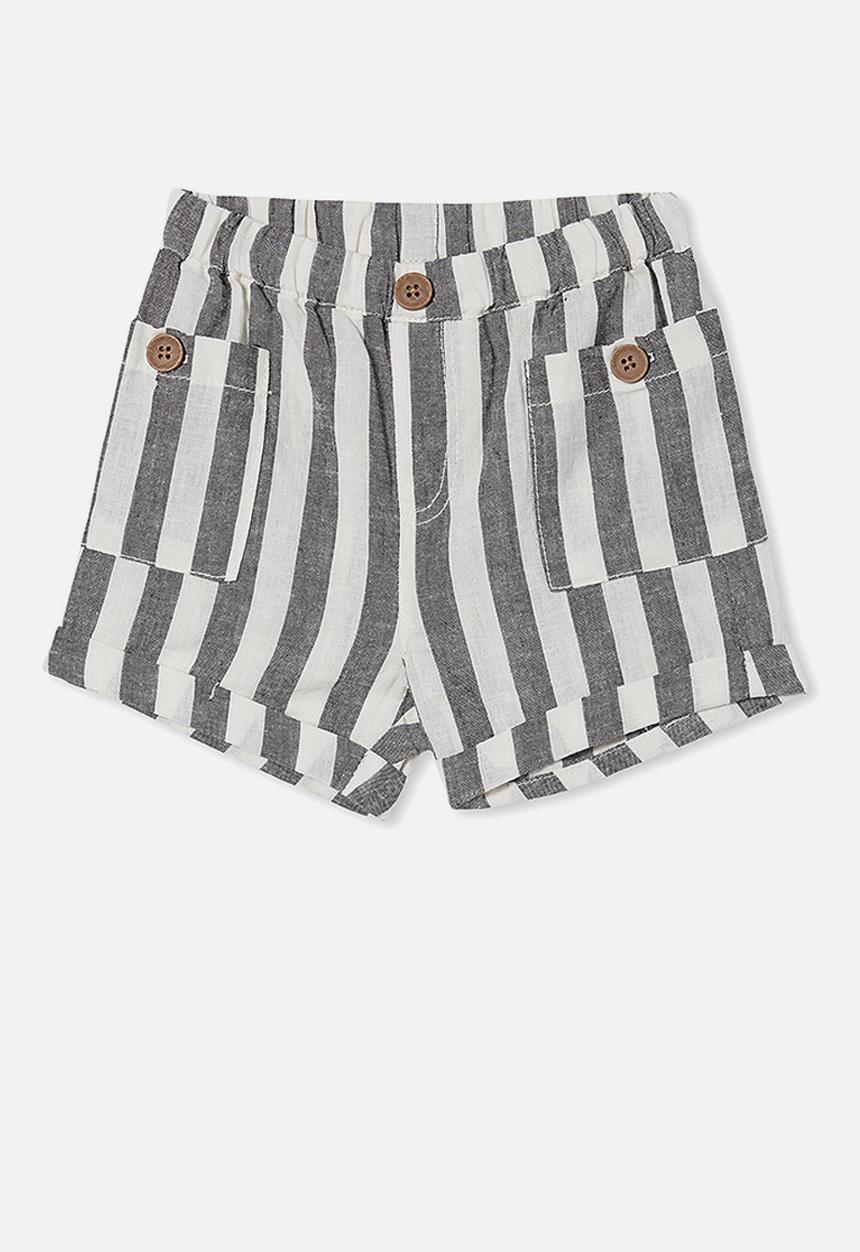 Cotton On - Carl button short yd - phantom/vanilla robbo stripe