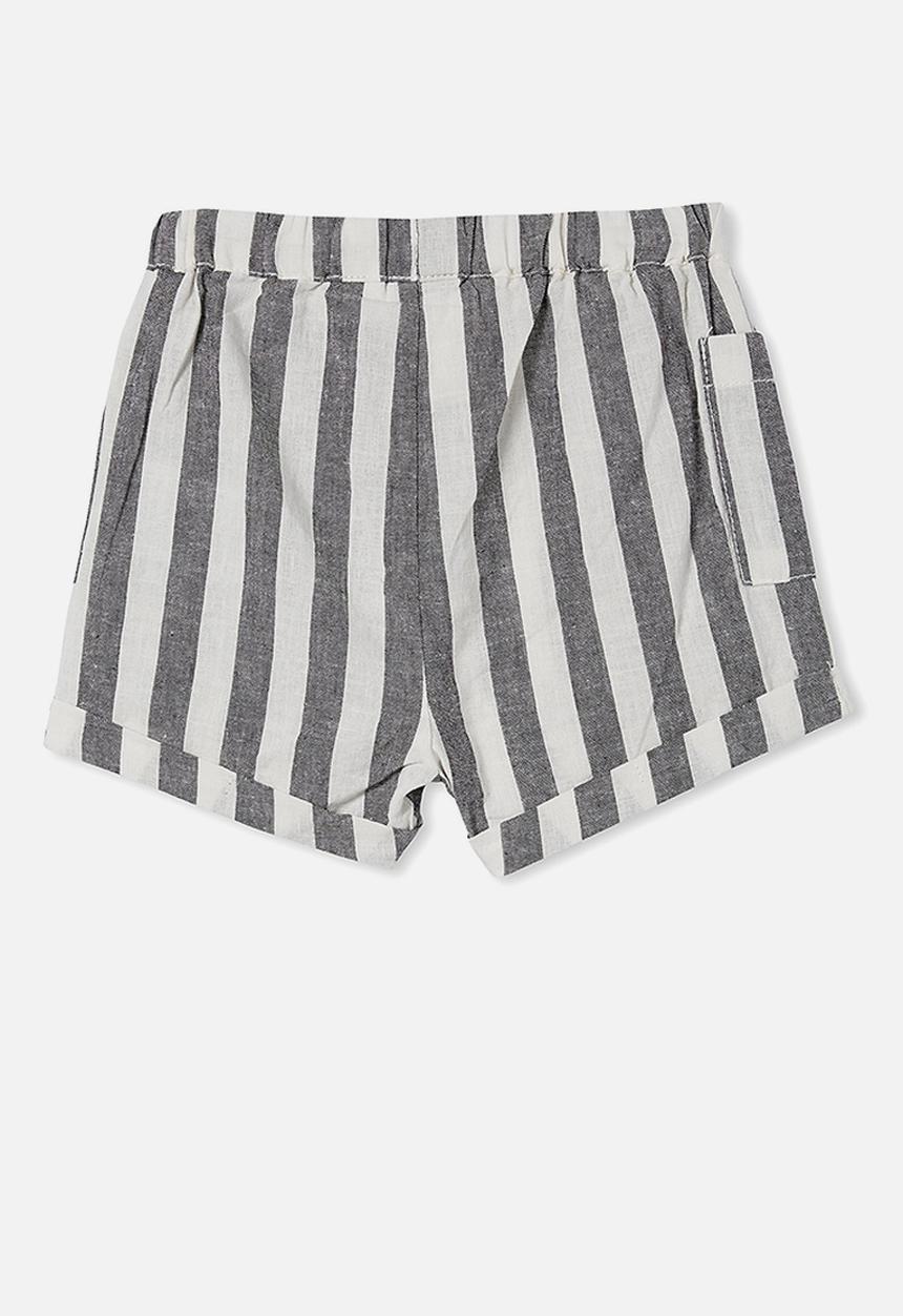 Cotton On - Carl button short yd - phantom/vanilla robbo stripe