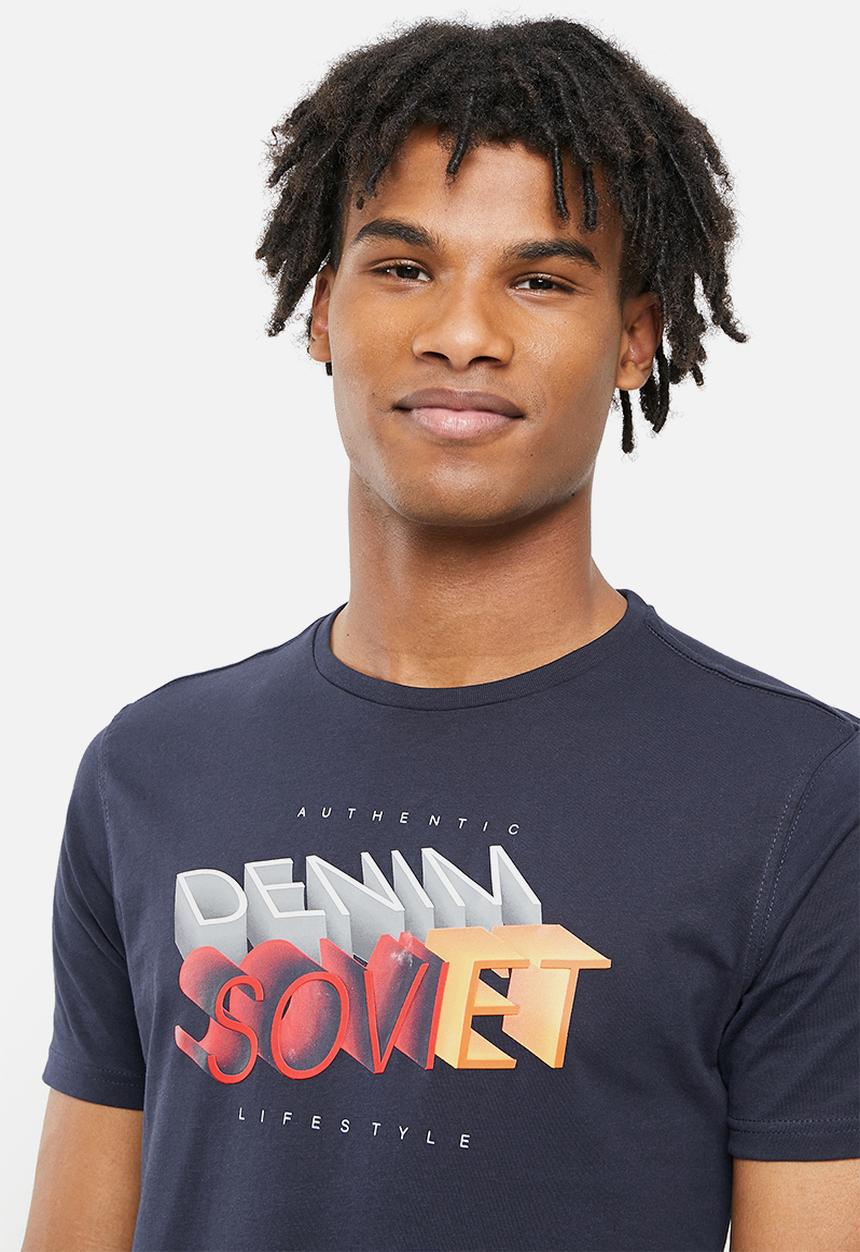 SOVIET - M floyd short sleeve logo tee - navy