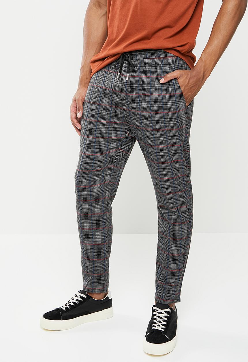 Only & Sons - Onslinus check pant dt 5497 - dark grey