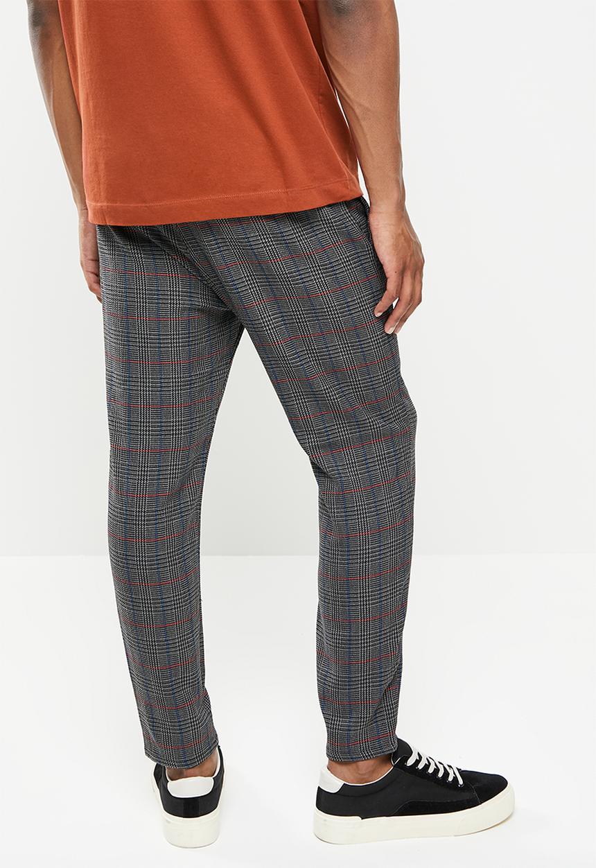 Only & Sons - Onslinus check pant dt 5497 - dark grey