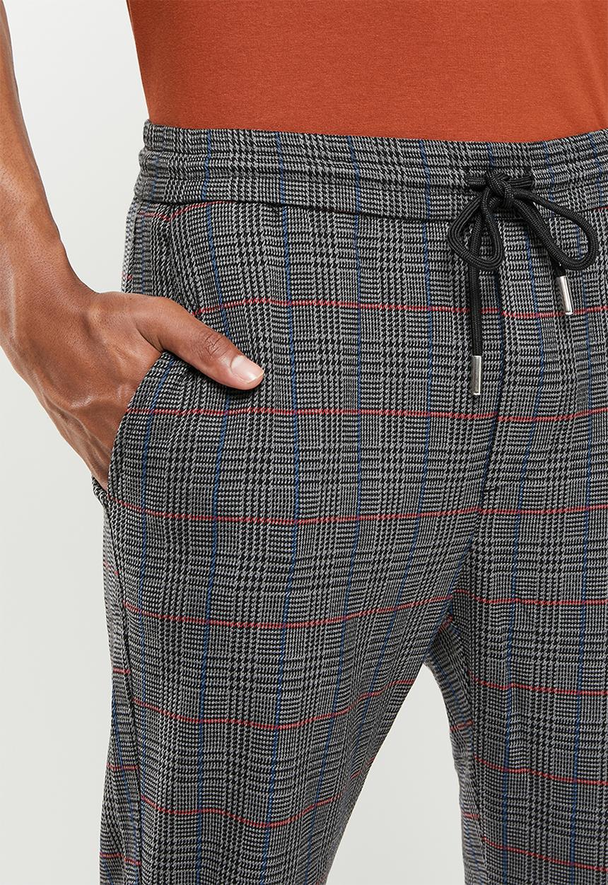 Only & Sons - Onslinus check pant dt 5497 - dark grey