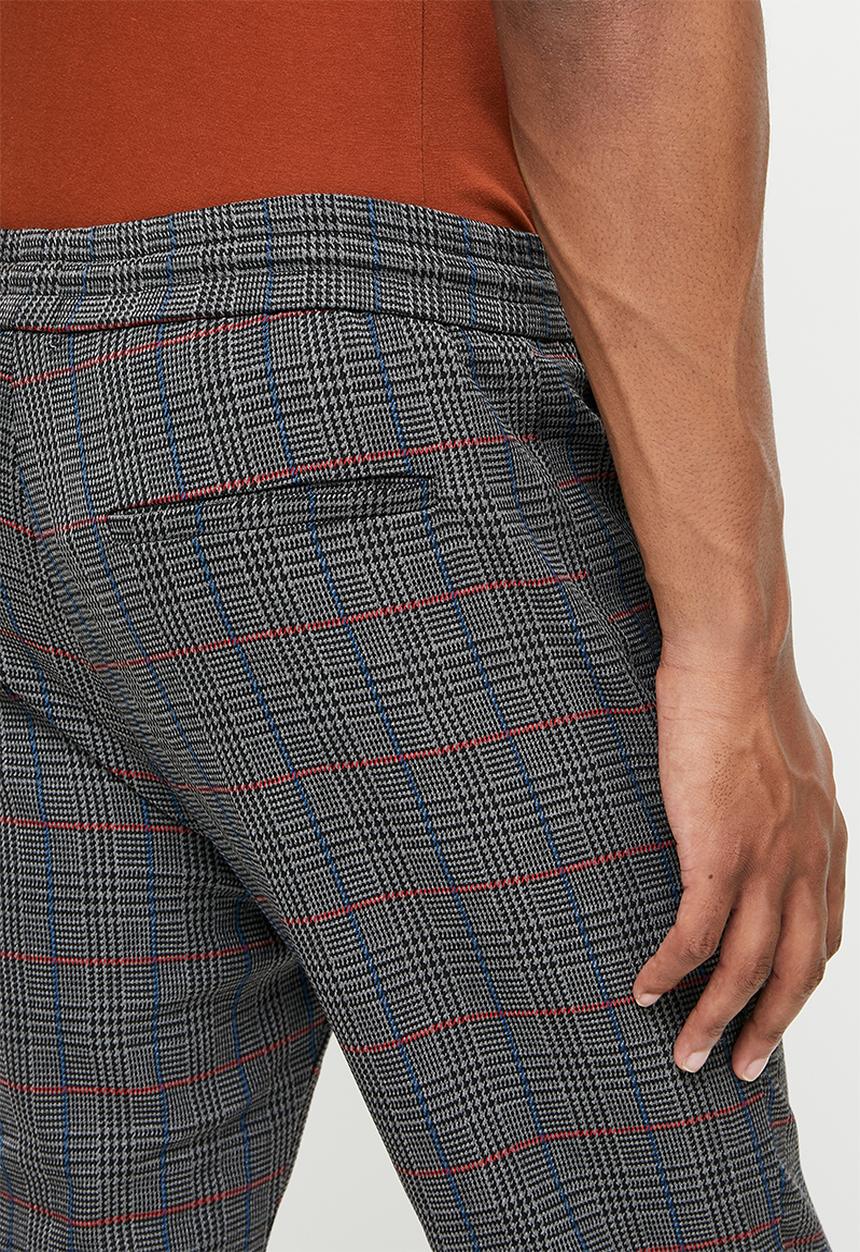 Only & Sons - Onslinus check pant dt 5497 - dark grey