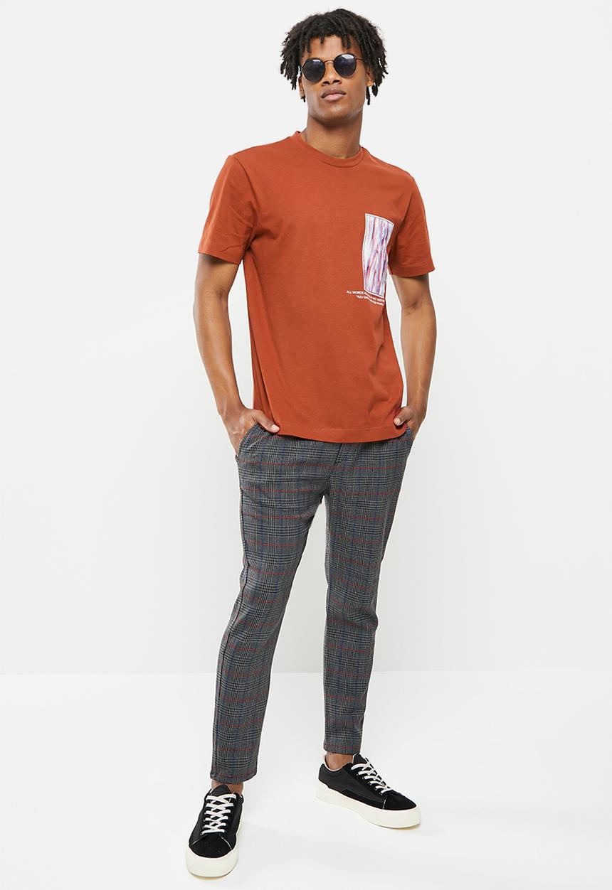 Only & Sons - Onslinus check pant dt 5497 - dark grey