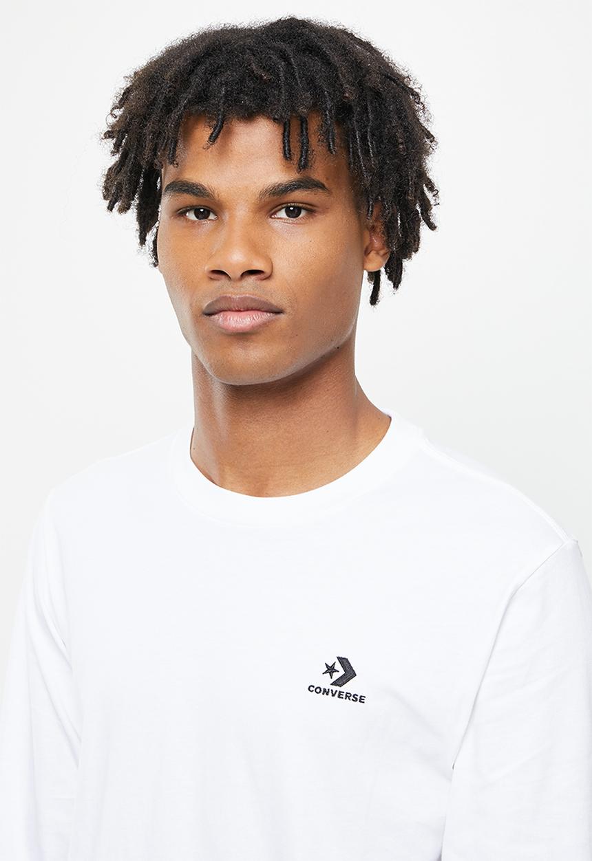 Converse - Embroidered star chevron left chest tee - white