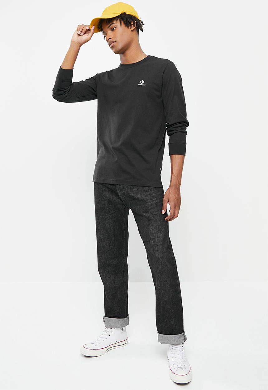 Converse - Embroidered star chevron left chest tee - black