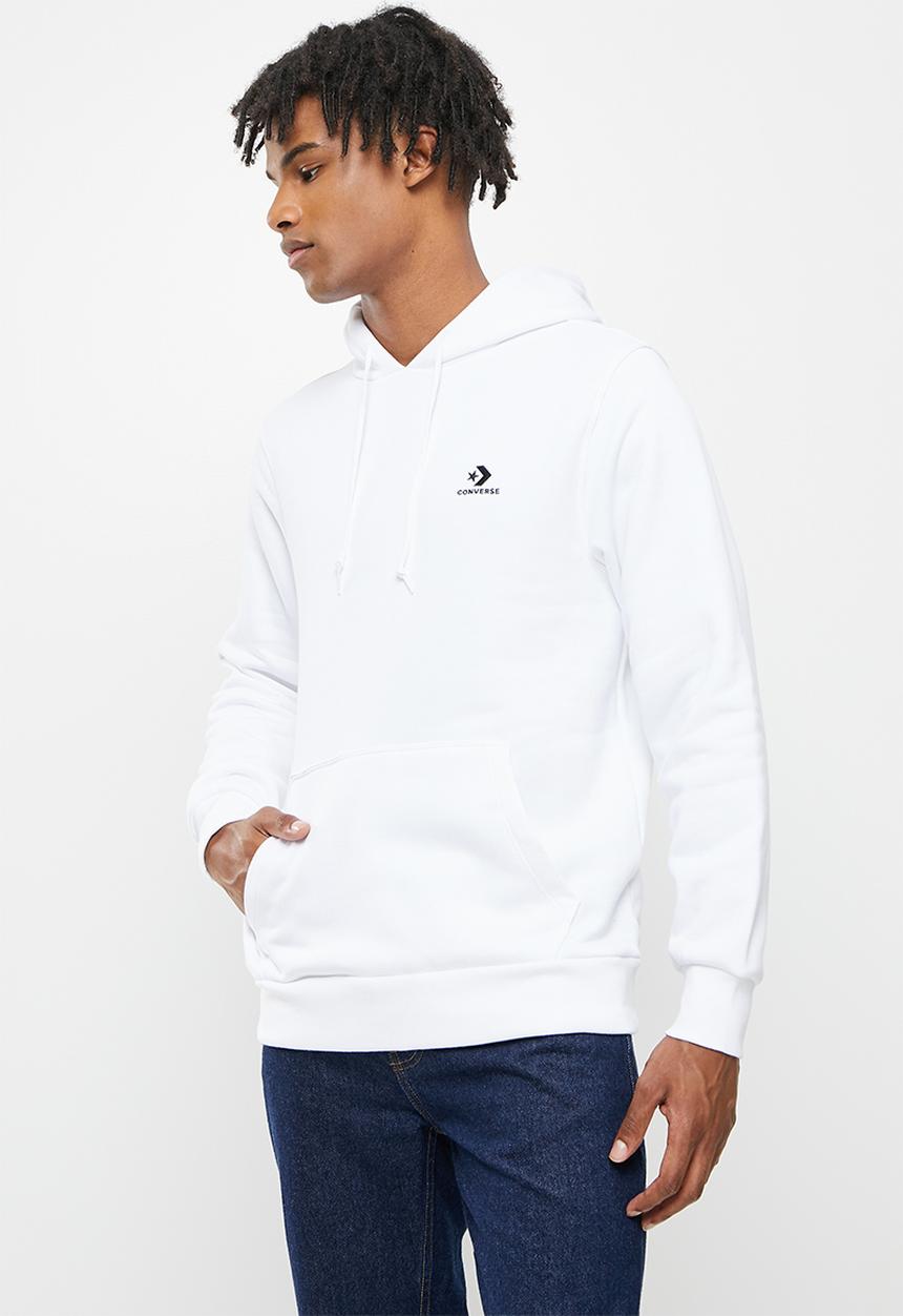 Converse - Embroidered star chevron fleece pullover hoodie - white
