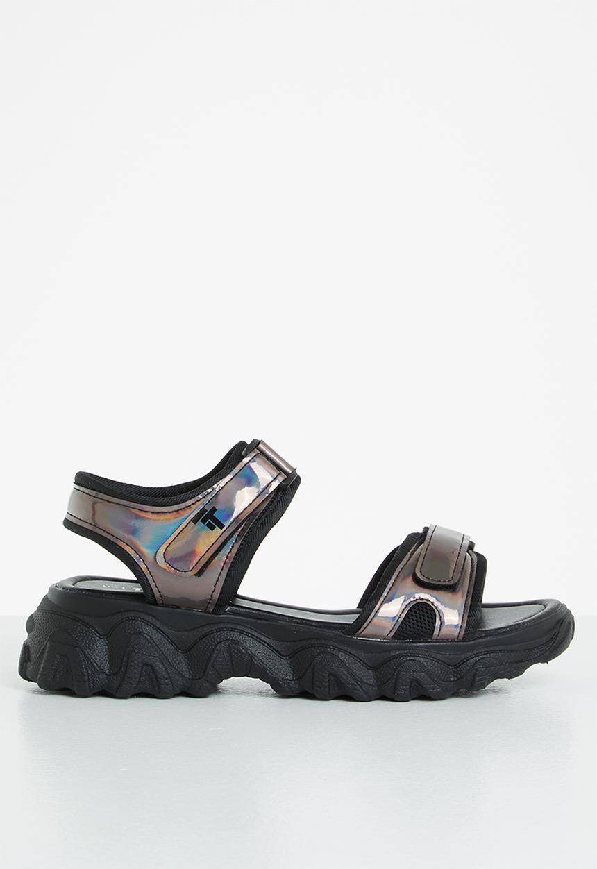 Tom Tom - Metallic sporty chunky sandal - black