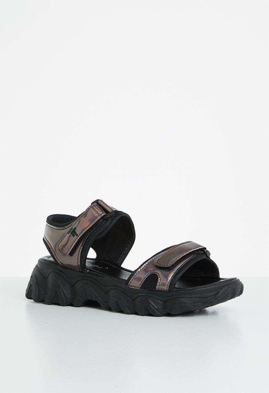 Tom Tom - Metallic sporty chunky sandal - black