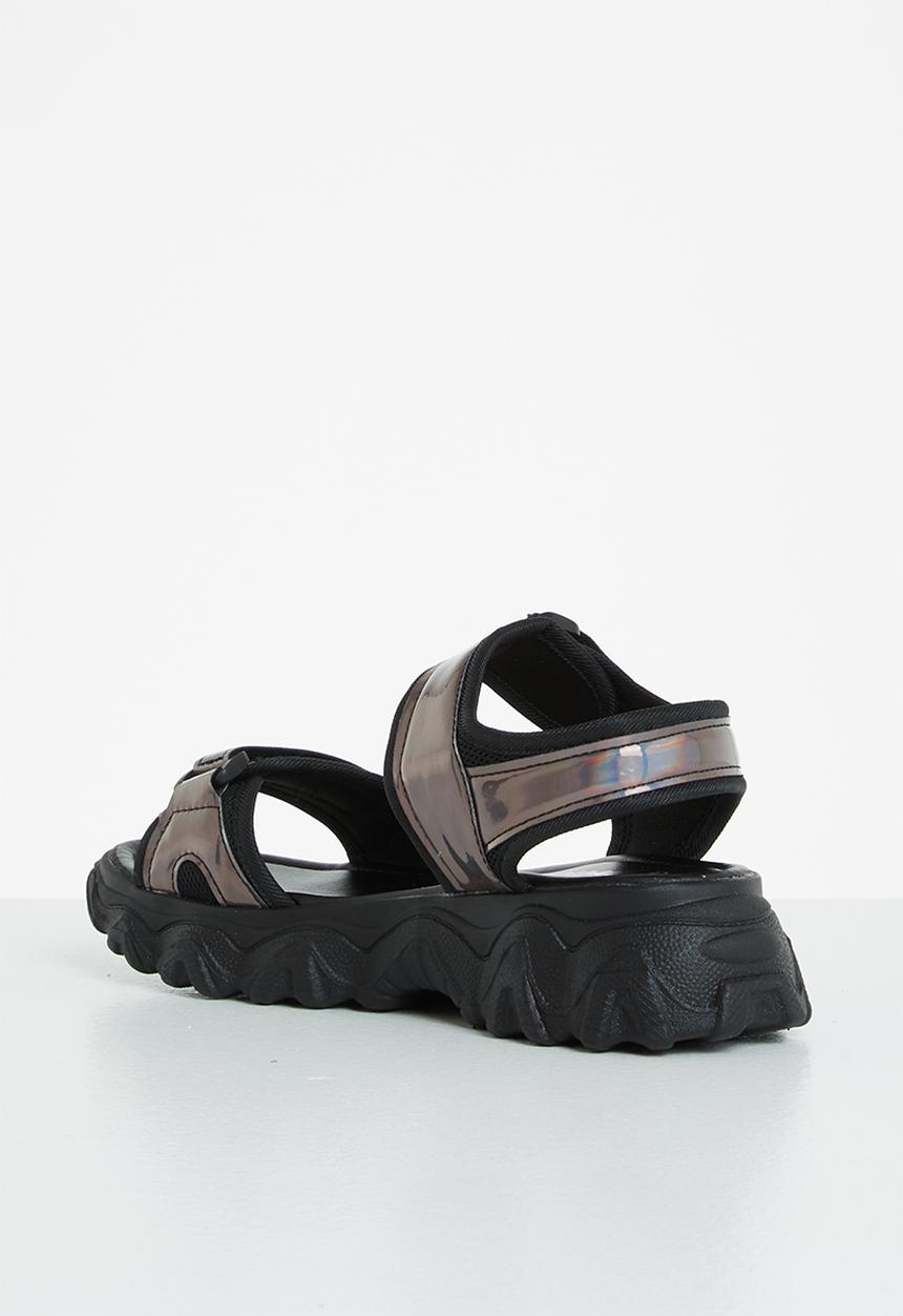 Tom Tom - Metallic sporty chunky sandal - black