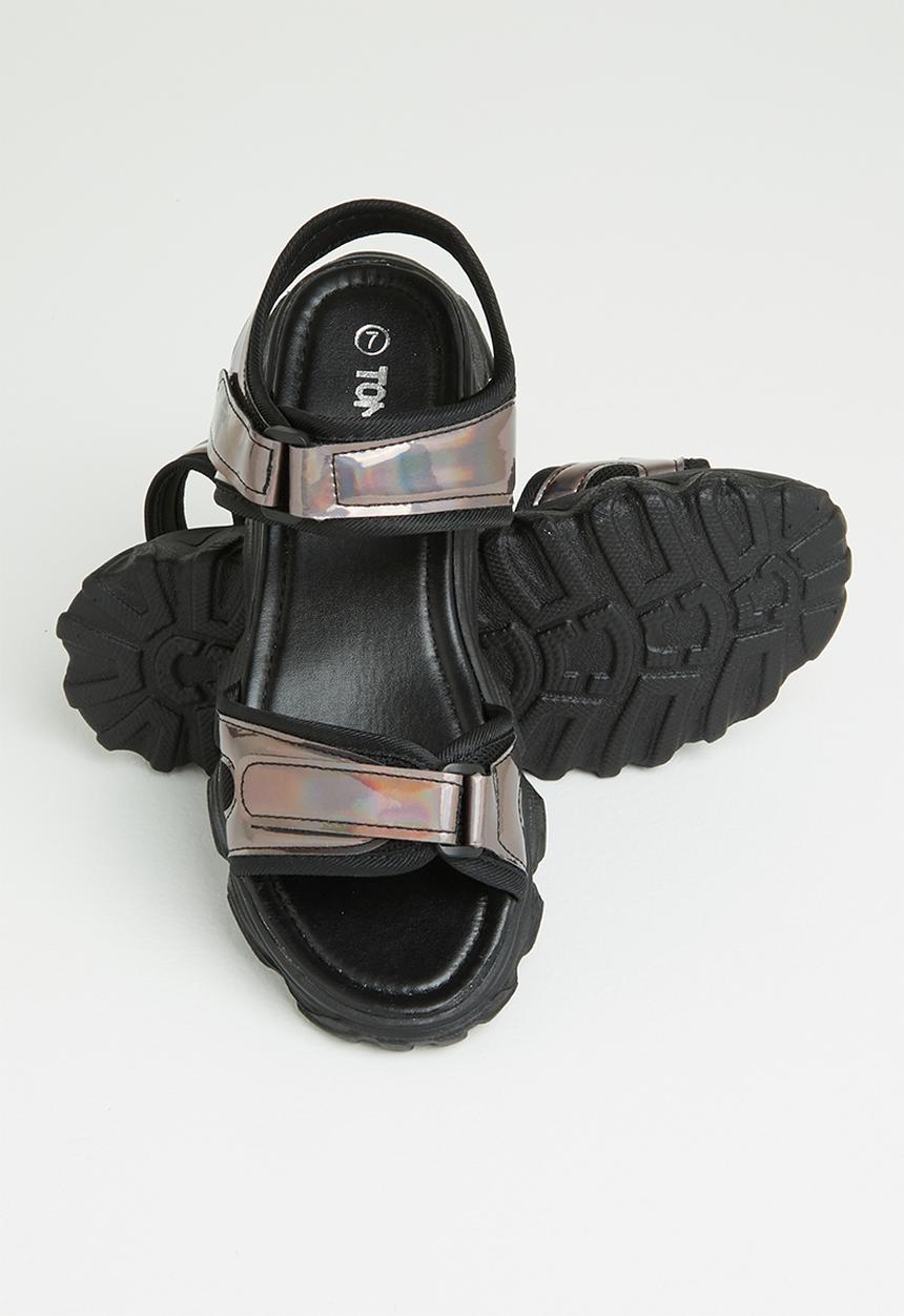Tom Tom - Metallic sporty chunky sandal - black