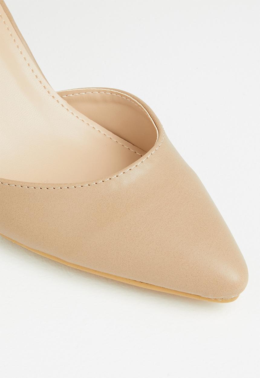 Jada - Ankle strap pointed block heel - natural