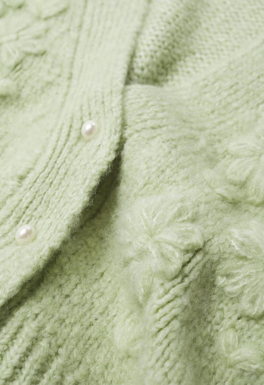 MANGO - Plus cardigan fleur - light pastel green