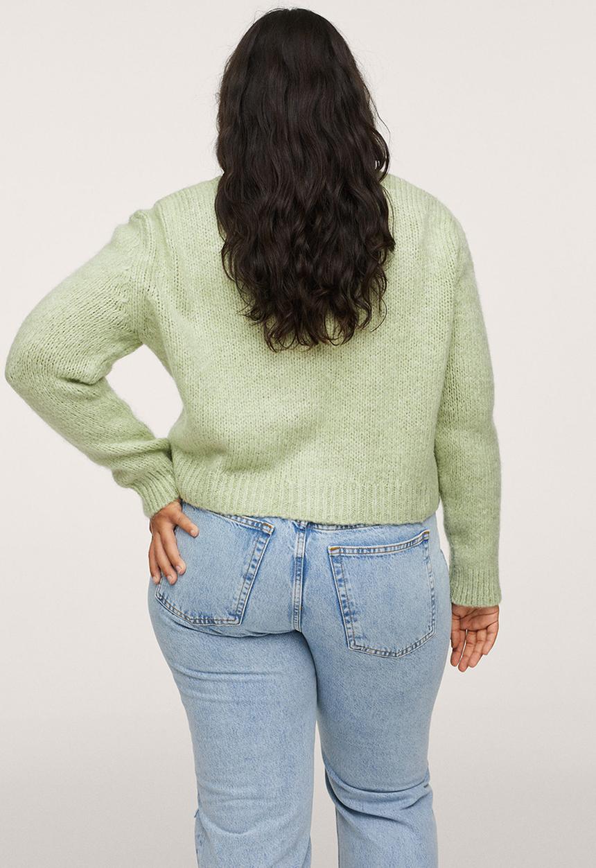 MANGO - Plus cardigan fleur - light pastel green