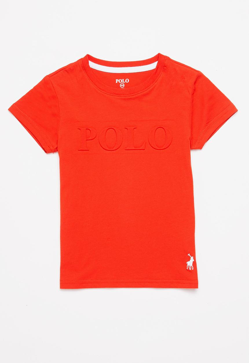 POLO - Girls terri embossed tee - red