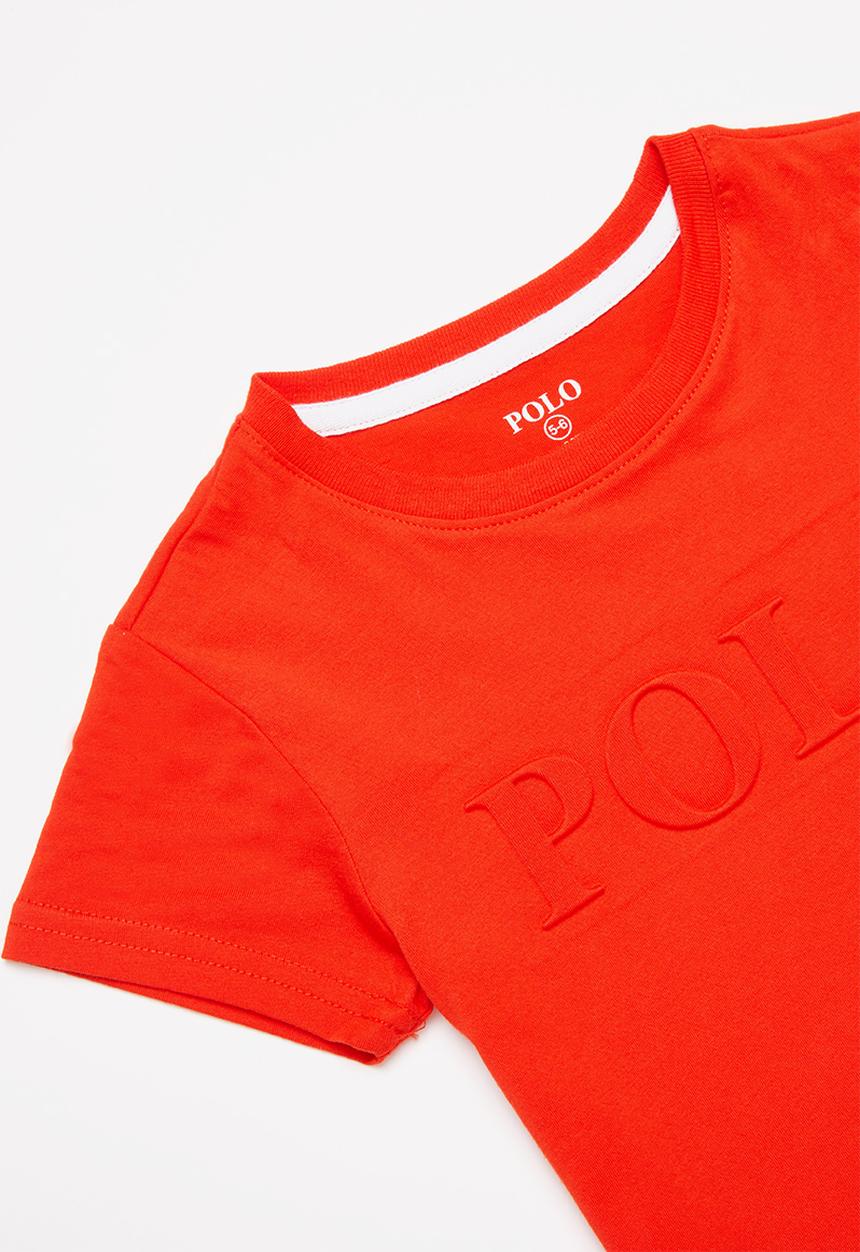 POLO - Girls terri embossed tee - red